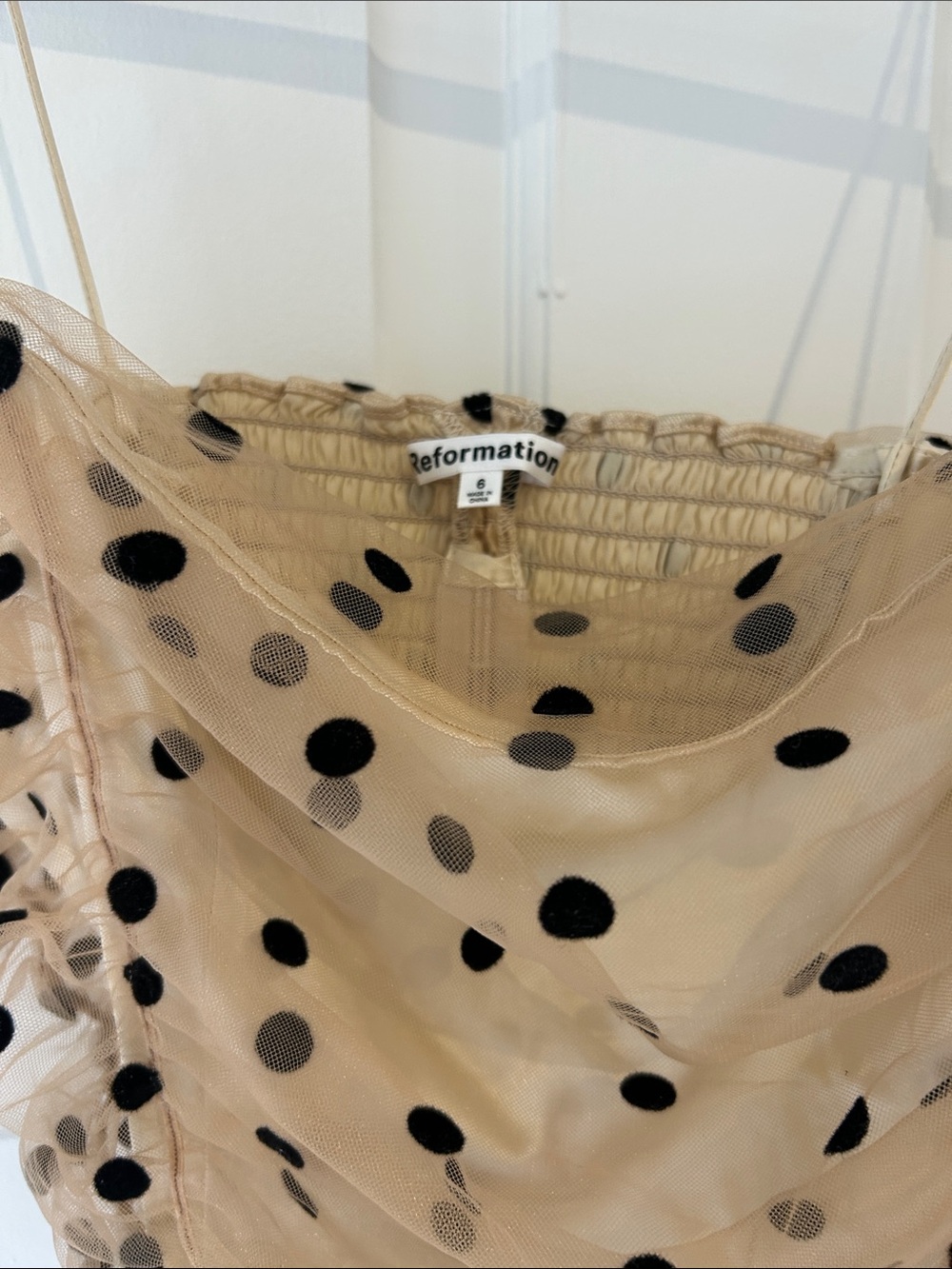 Reformation Beige Sheer Polka Dot Cowl Cami - Picture 3 of 6
